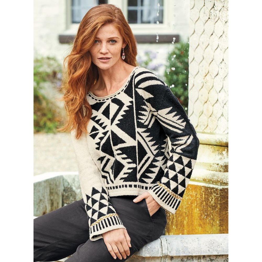 PERUVIAN CONNECTION ‘Breezy Point’ Cropped Pullover S